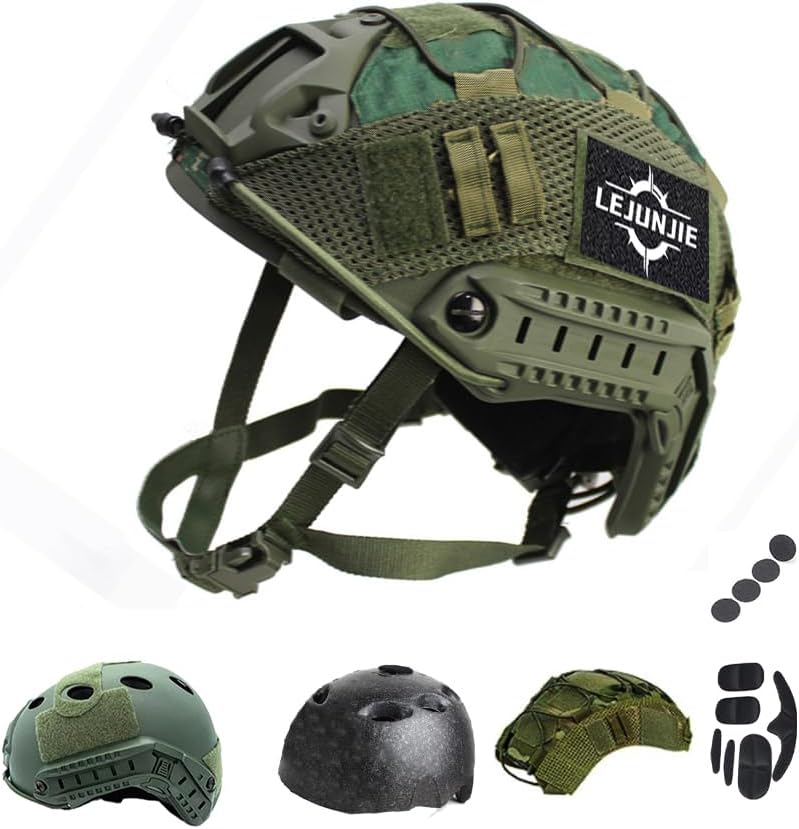 LEJUNJIE PJ Tactical Paintball Airsoft Helmet Fast Military Helmet with NVG Bracket and Side Guide Rail - Image 1
